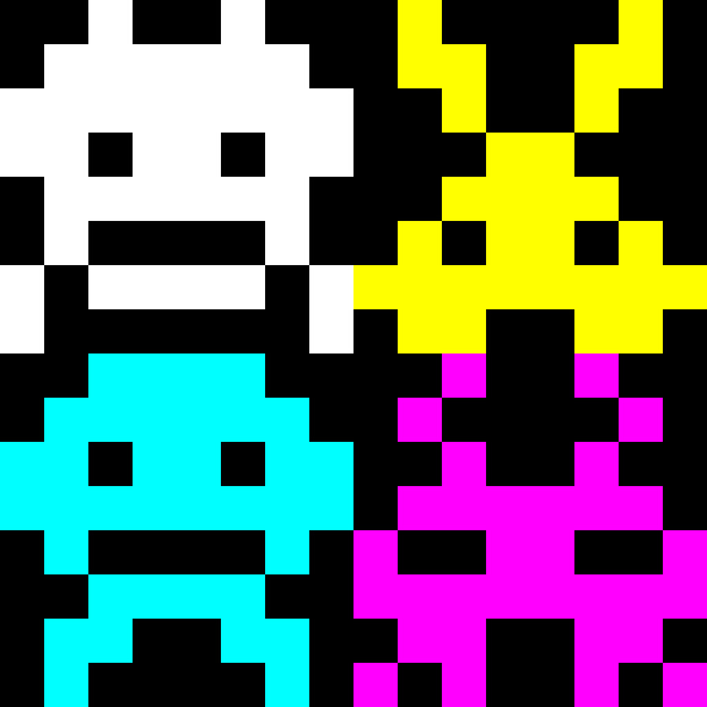 Four pixel-art Space Invader classes used to train AANN